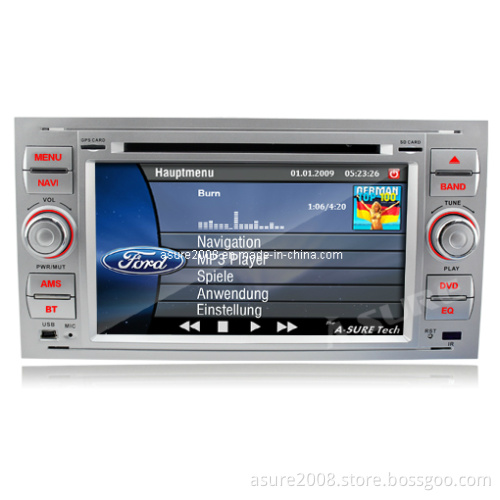 7" Silver HD DVD Player Navigation System for Ford Focus C-Max S-Max Fiesta Galaxy Fusion (AS-LFF3RS)